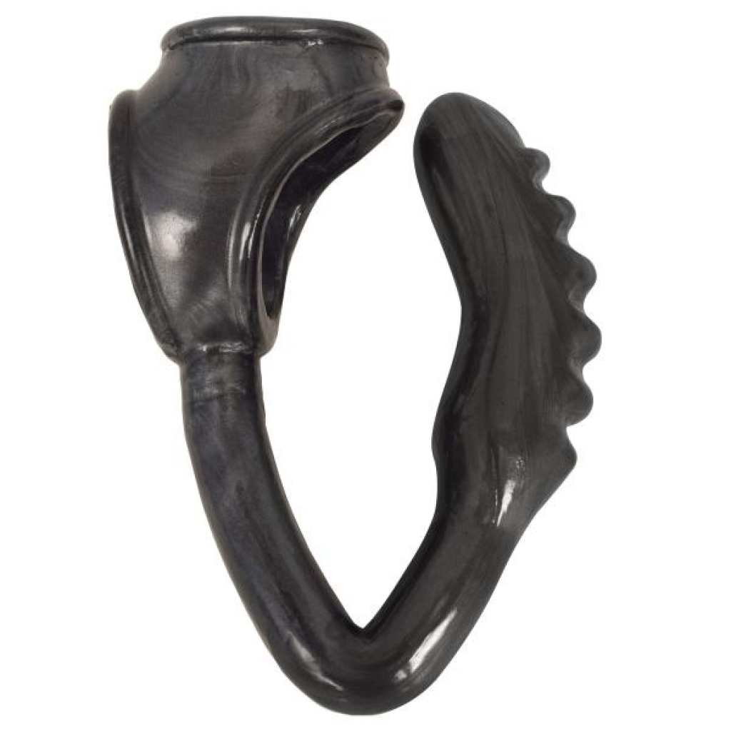 The Duke Cock And Ball Ring With Anal Plug - Black