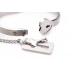 Stylish Cuffed Locking Bracelet and Key Necklace Set in Tungsten Steel