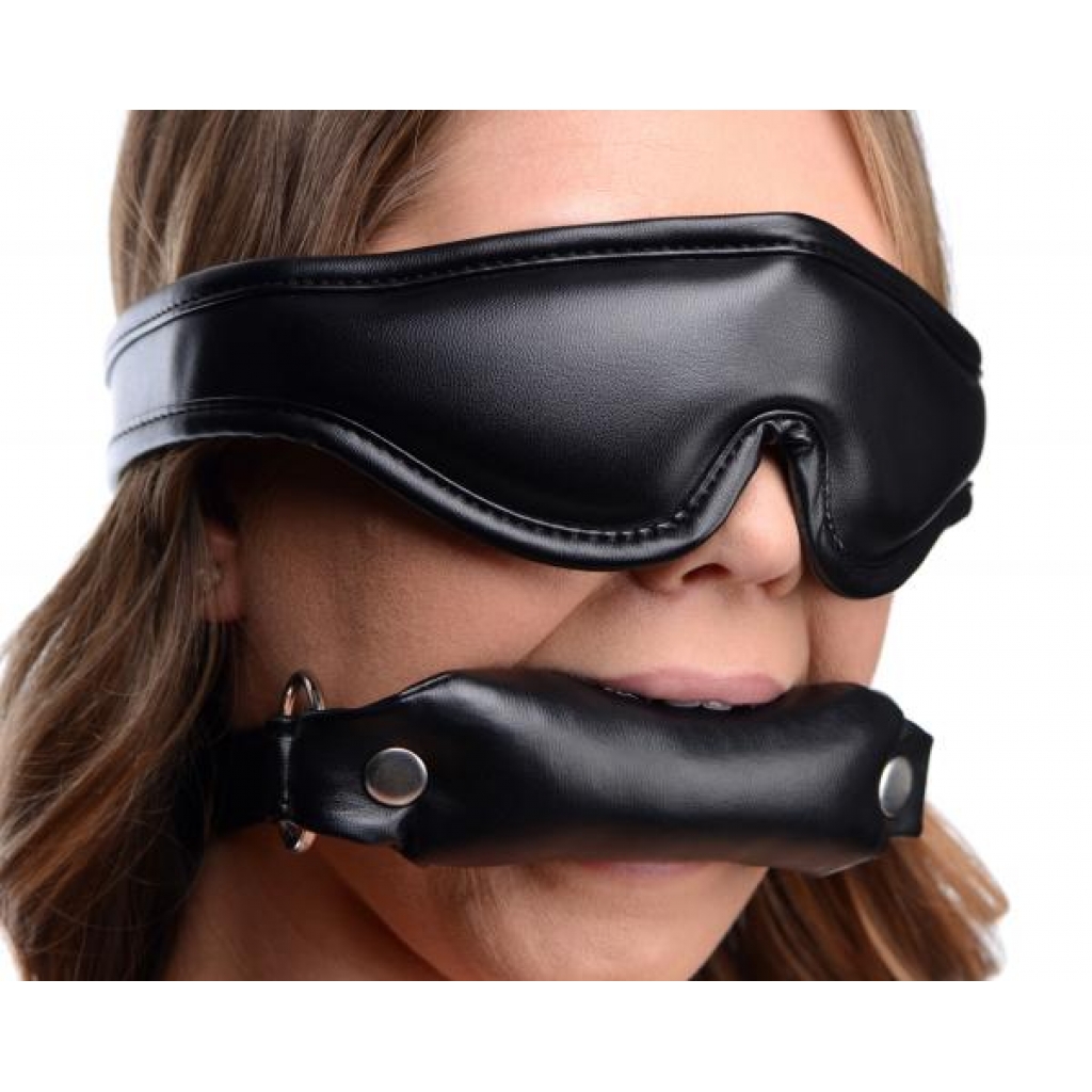 Padded Blindfold and Gag Set - Black