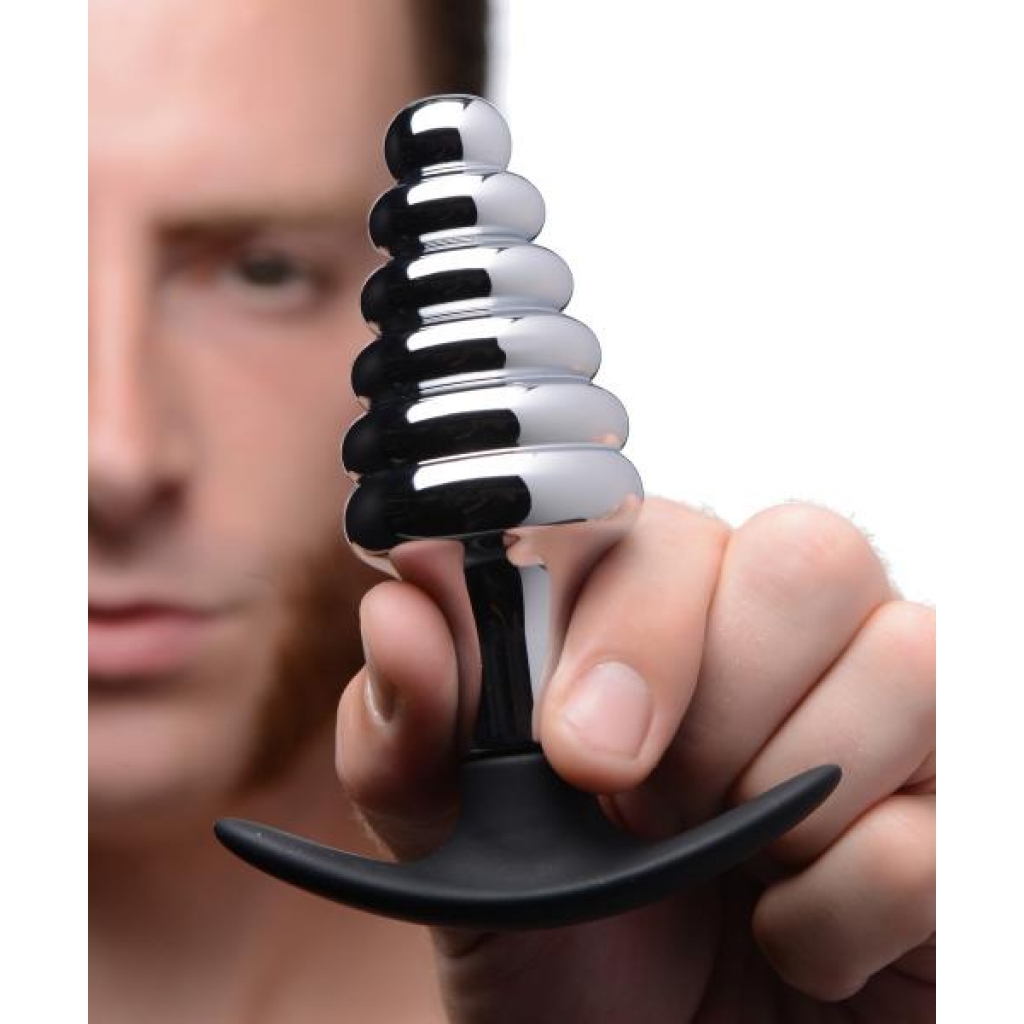 Dark Hive Metal & Silicone Ribbed Anal Plug