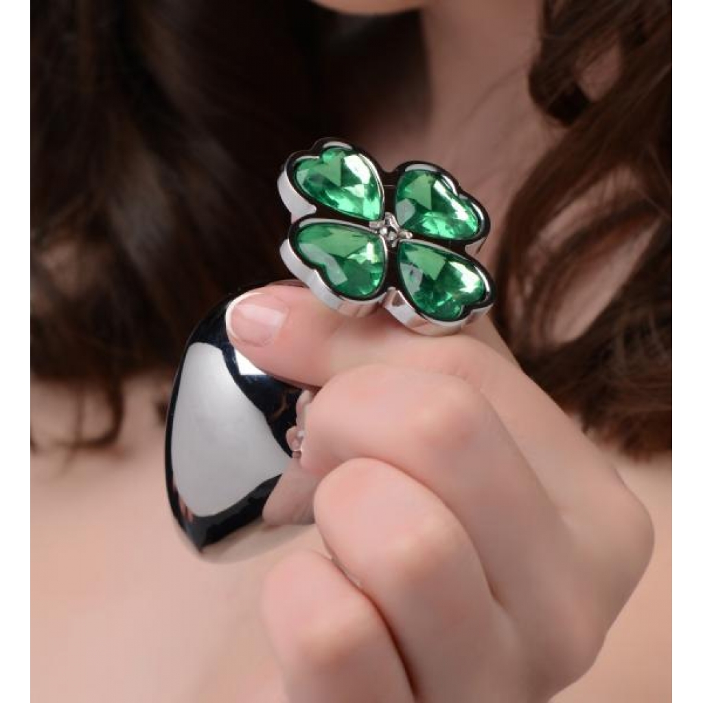 Lucky Clover Gem Anal Plug - Large Silver