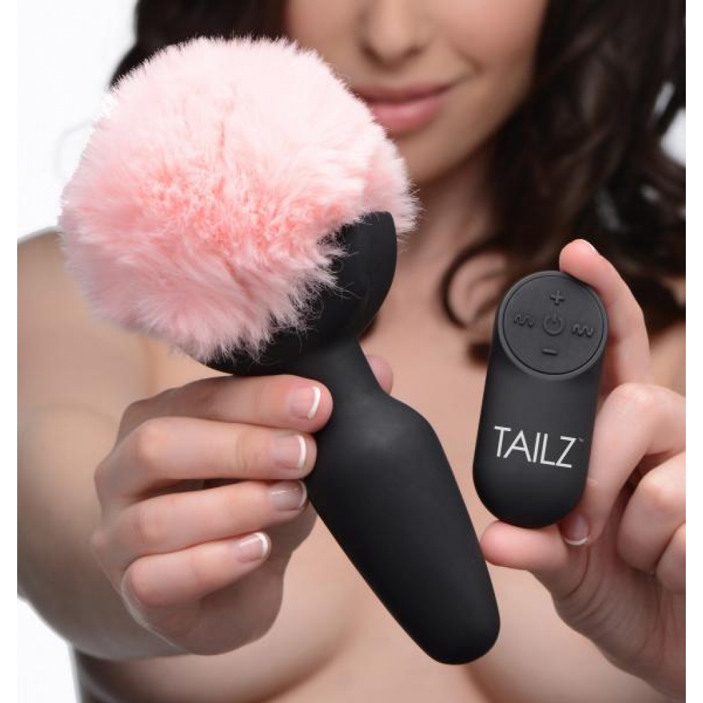 Pink Bunny Tail Vibrating Anal Plug