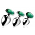 Emerald Gem Anal Plug Set - 3 Silver Plugs with Green End