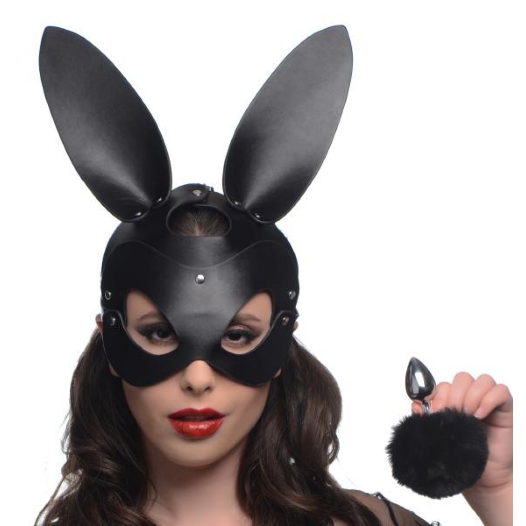 Tailz Bunny Tail Anal Plug And Mask Set Black