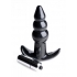 Ribbed Vibrating Butt Plug - Black