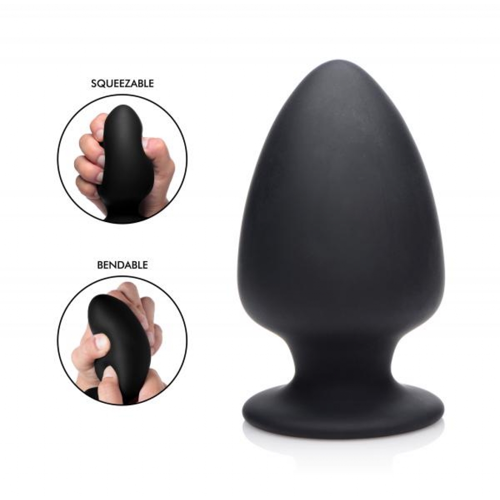 Squeezable Silicone Anal Plug - Black (Large)