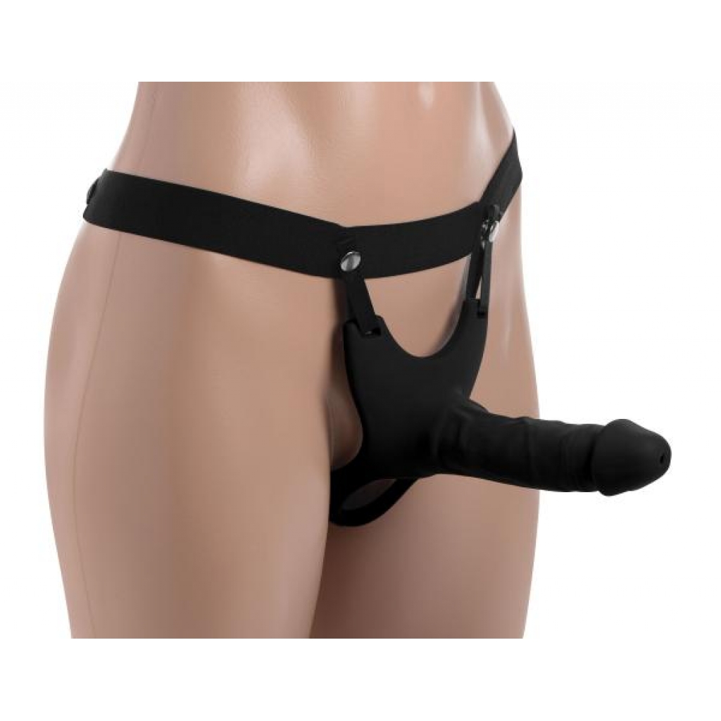 Hollow Silicone Dildo Strap-on - Black