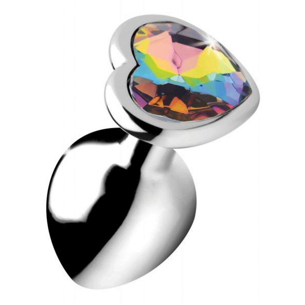 Rainbow Prism Heart Anal Plug - Medium Size Gem