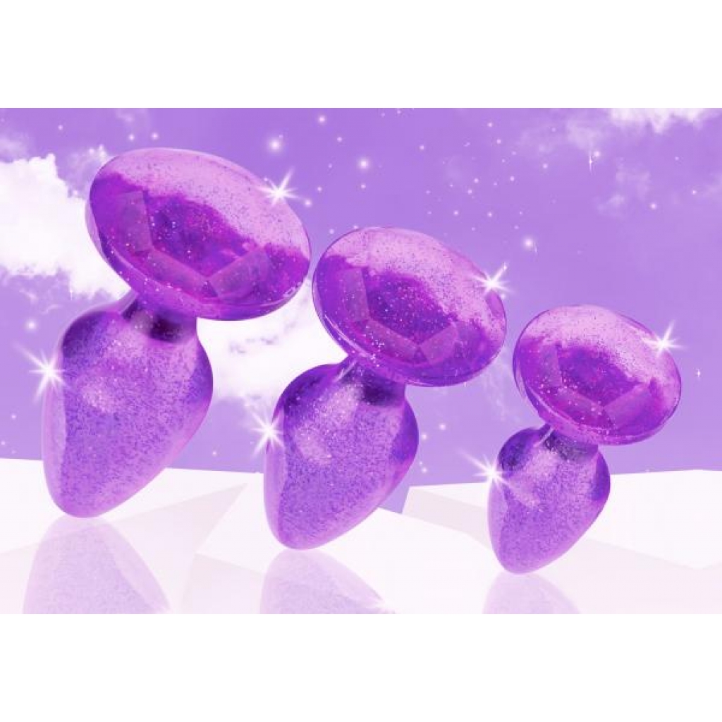 Glitter Gem Anal Plug Set - Purple