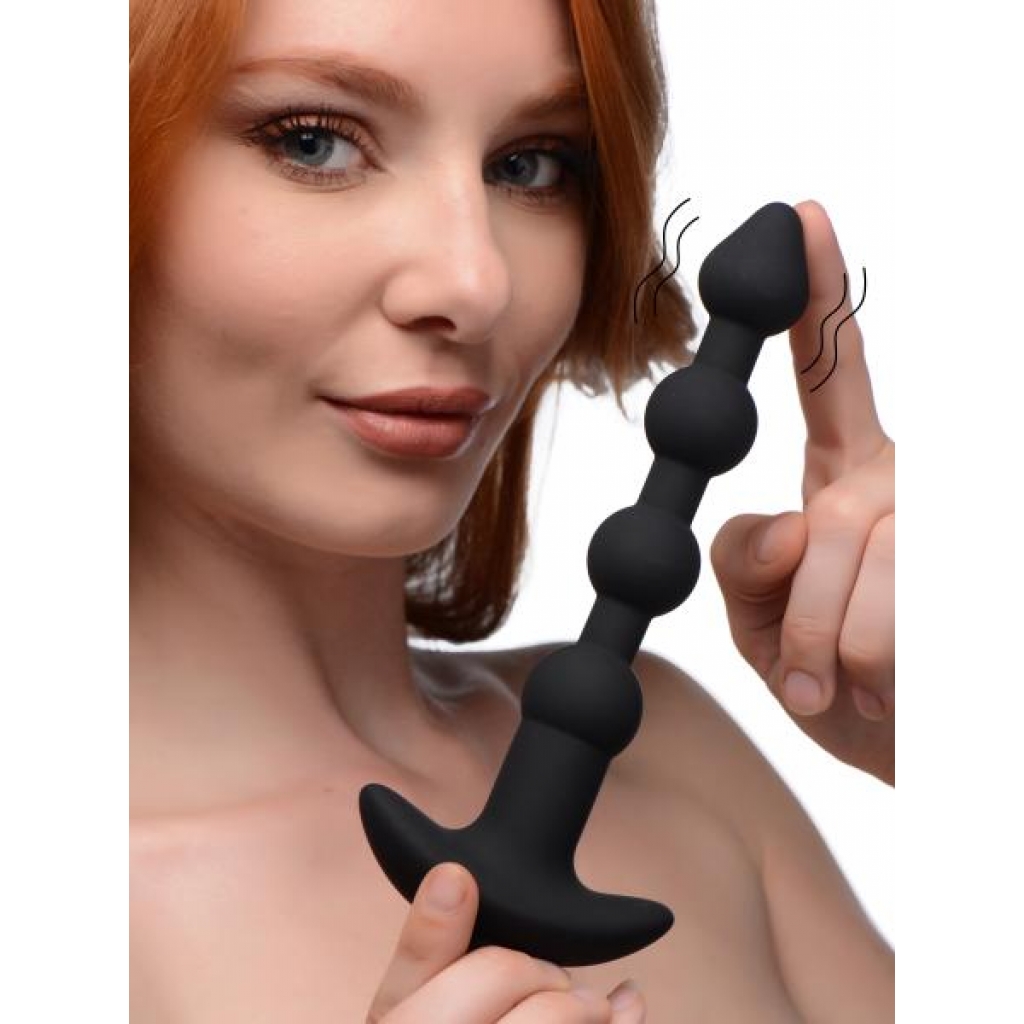 Remote Control Vibrating Silicone Anal Beads - Black