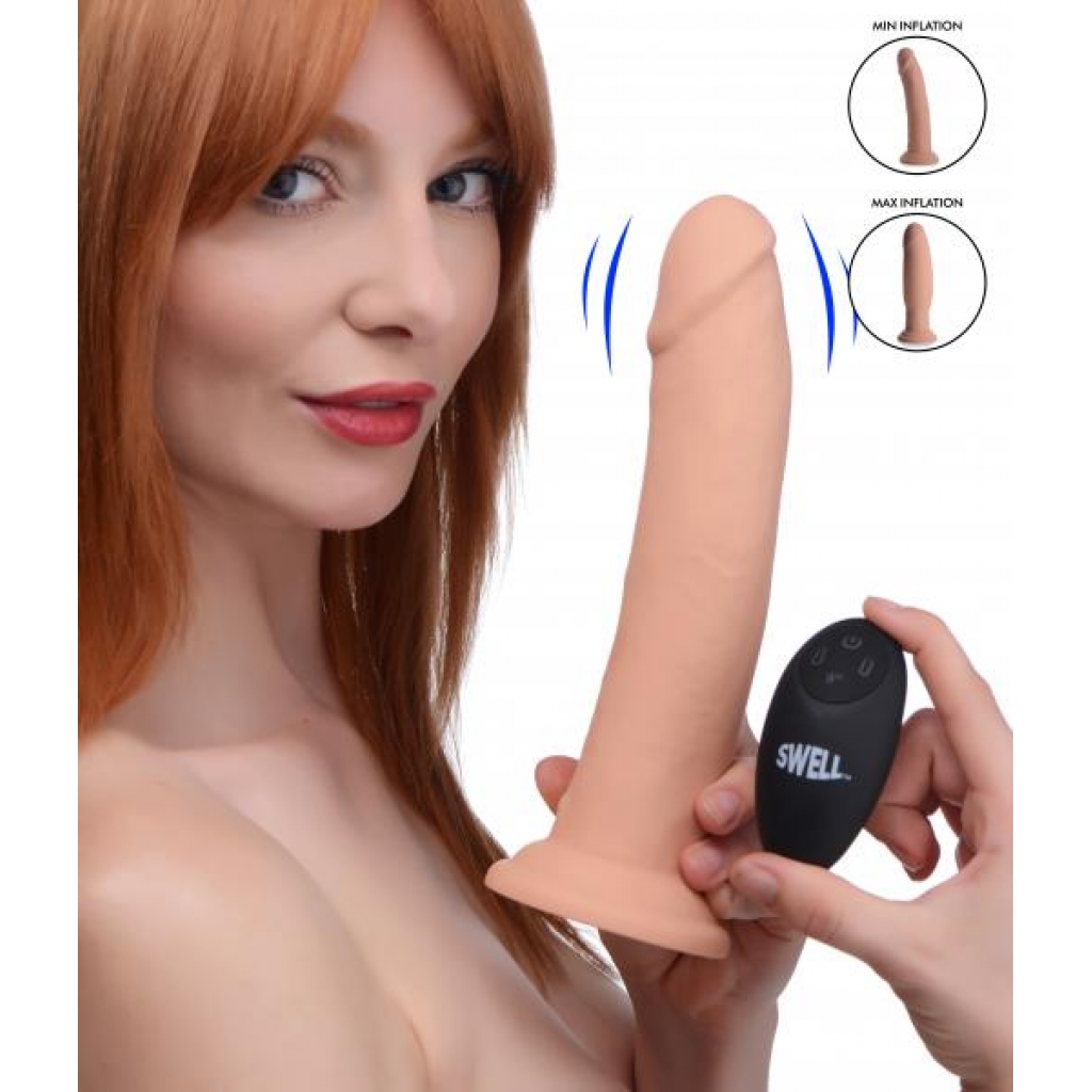 7x Inflatable and Vibrating Remote Control Silicone Dildo - 8.5 Inch