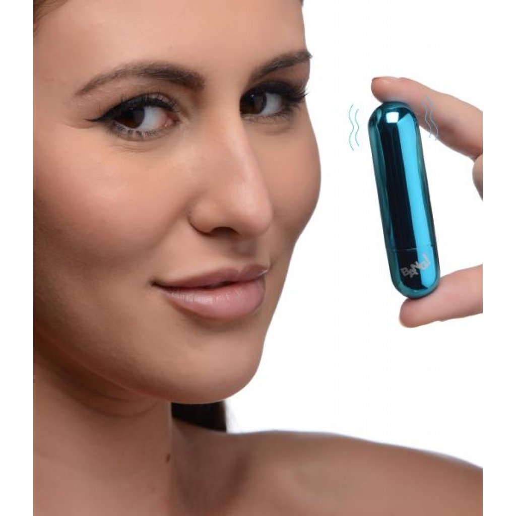 Compact 10x Rechargeable Vibrating Metallic Bullet - Blue