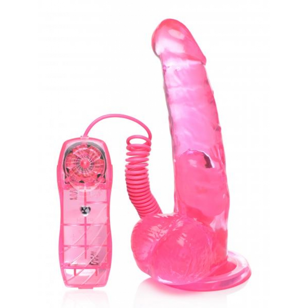 7.5 Inch Suction Cup Vibrating Dildo - Pink - Realistic Pleasure