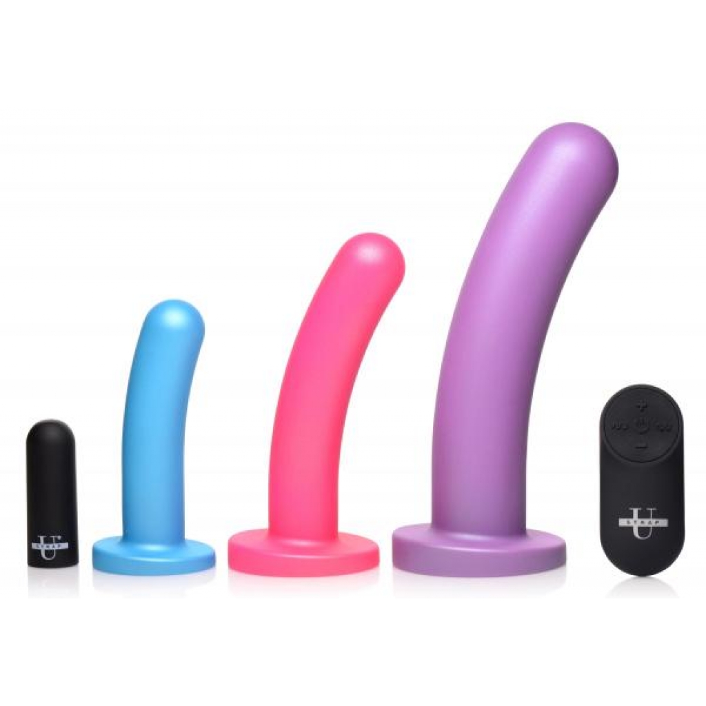 Triple Peg 28x Vibrating Silicone Dildo Set With Remote Control