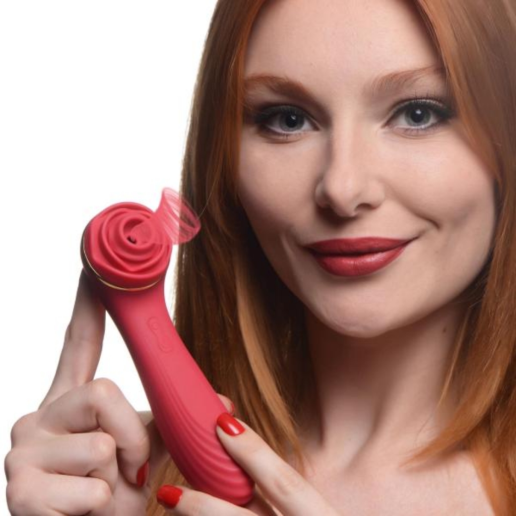 Passion Petals 10x Silicone Suction Rose Vibrator - Red