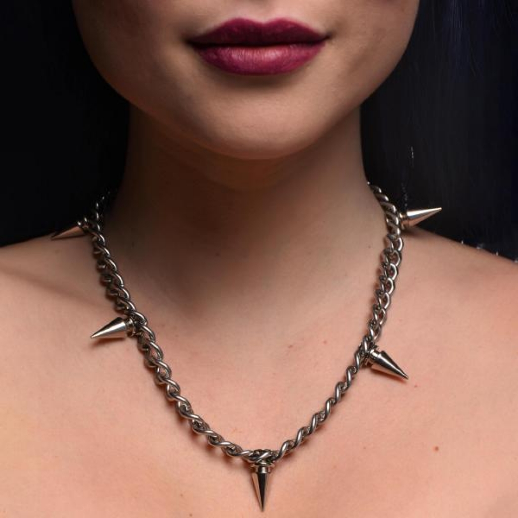 Spiked Punk Necklace - Edgy Silver Accessory