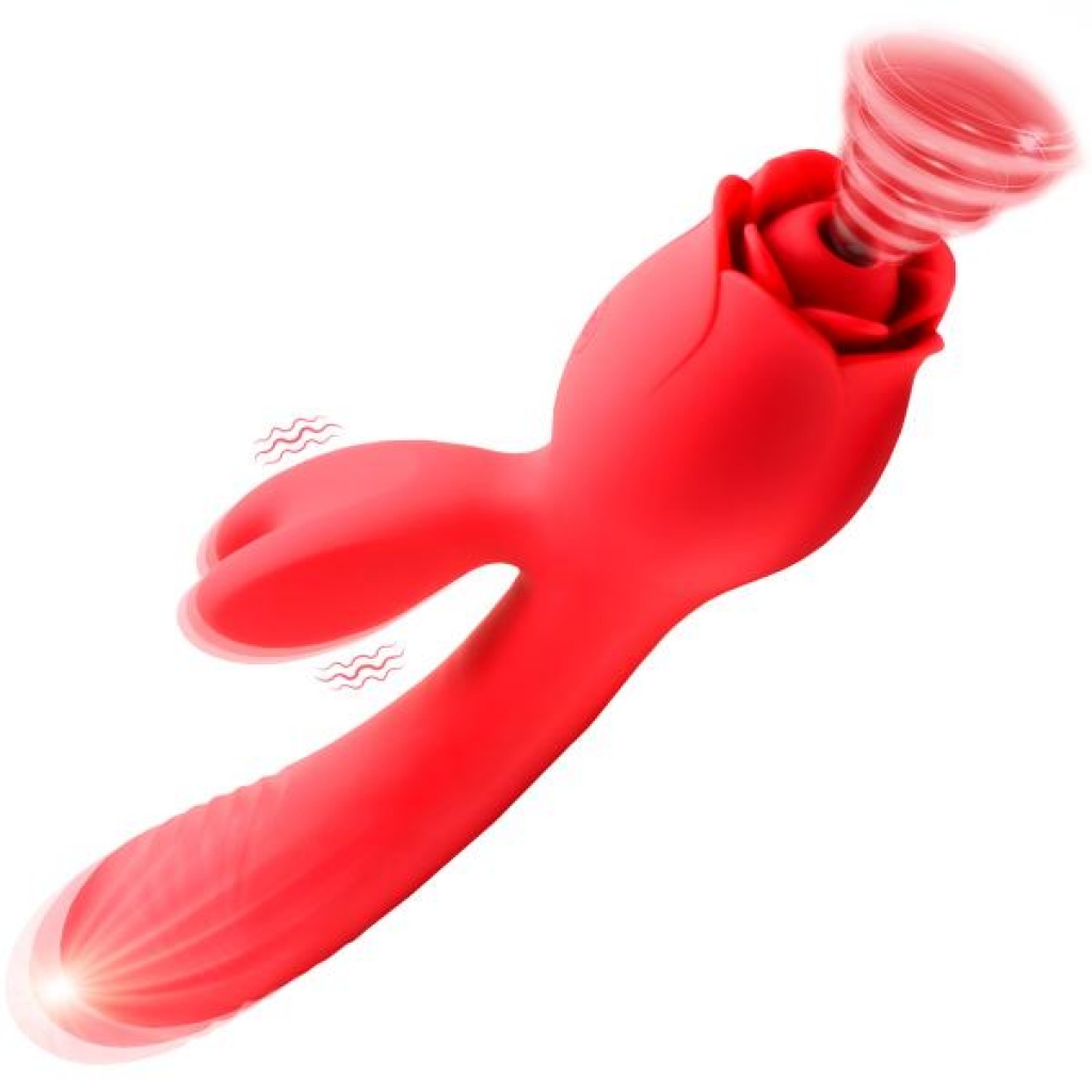 Blooming Bunny Silicone Vibrator with Sucking and Thrusting Functions