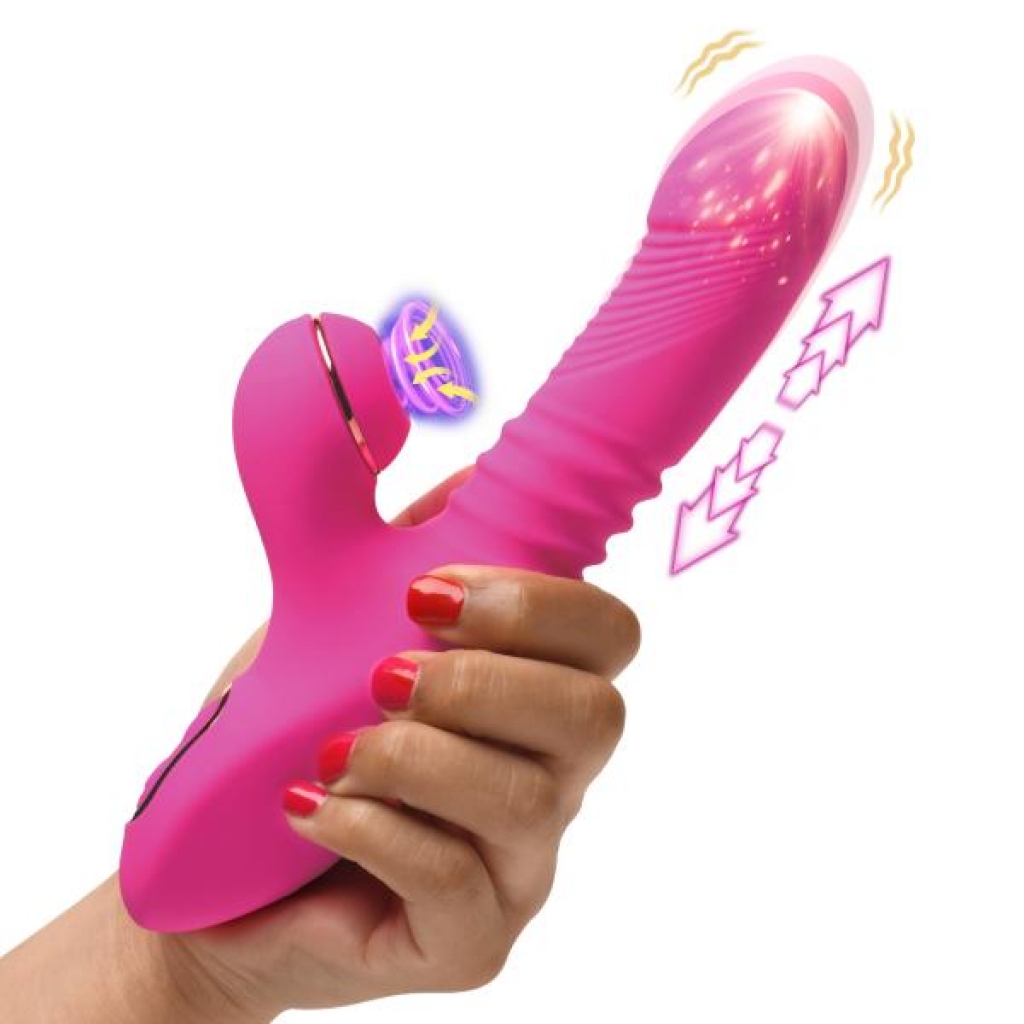 Pro-Thrust Thrusting Suction Silicone Rabbit Vibrator - Dual Action Ecstasy