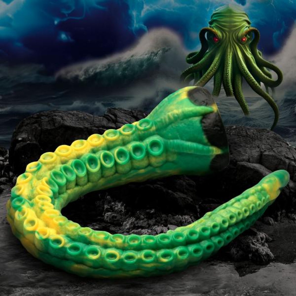 Titan Tentacle Extra Long Silicone Dildo - Green & Yellow