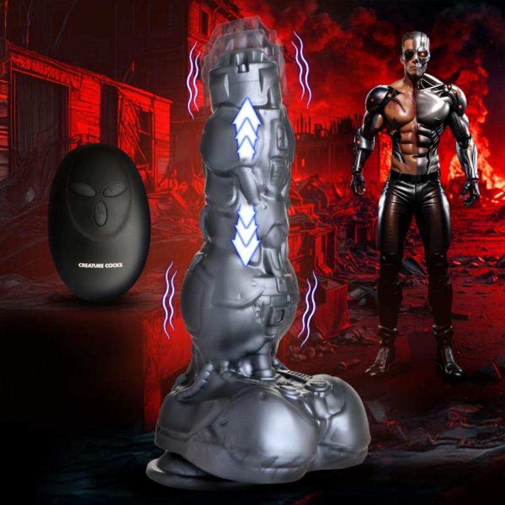 Cyborg Cock Thrusting And Vibrating Silicone Dildo