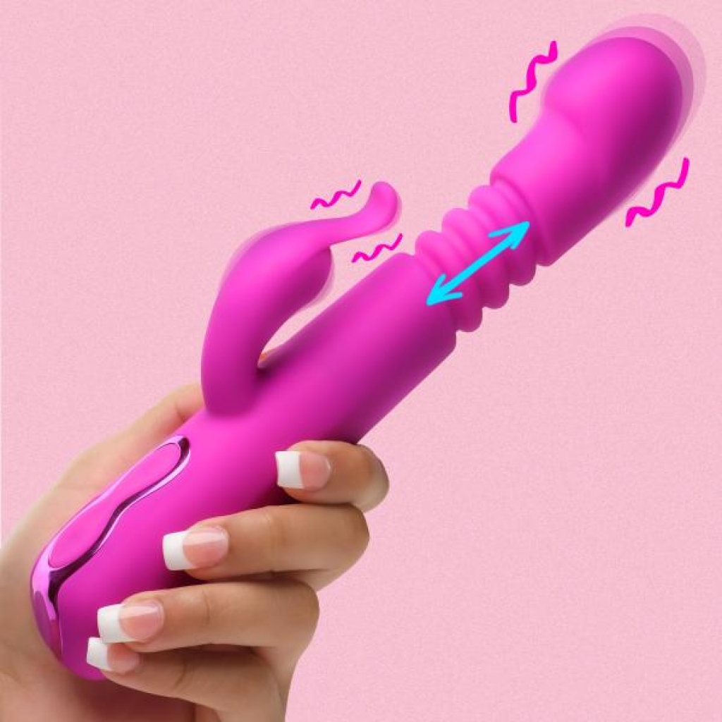 Dual-Action Thrusting Silicone Rabbit Vibrator with Triple Motors