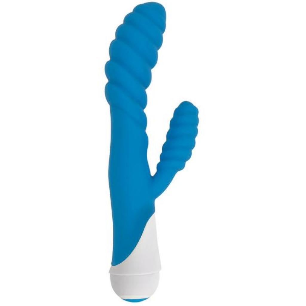 Diana 20x Rippled Silicone Rabbit Vibrator - Blue