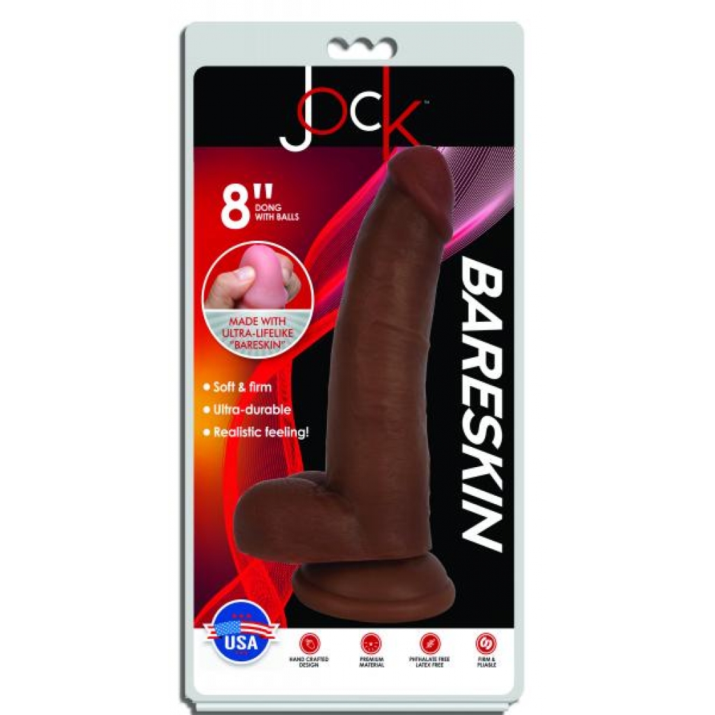 Jock Dark Bareskin Dildo with Balls - 8 inch