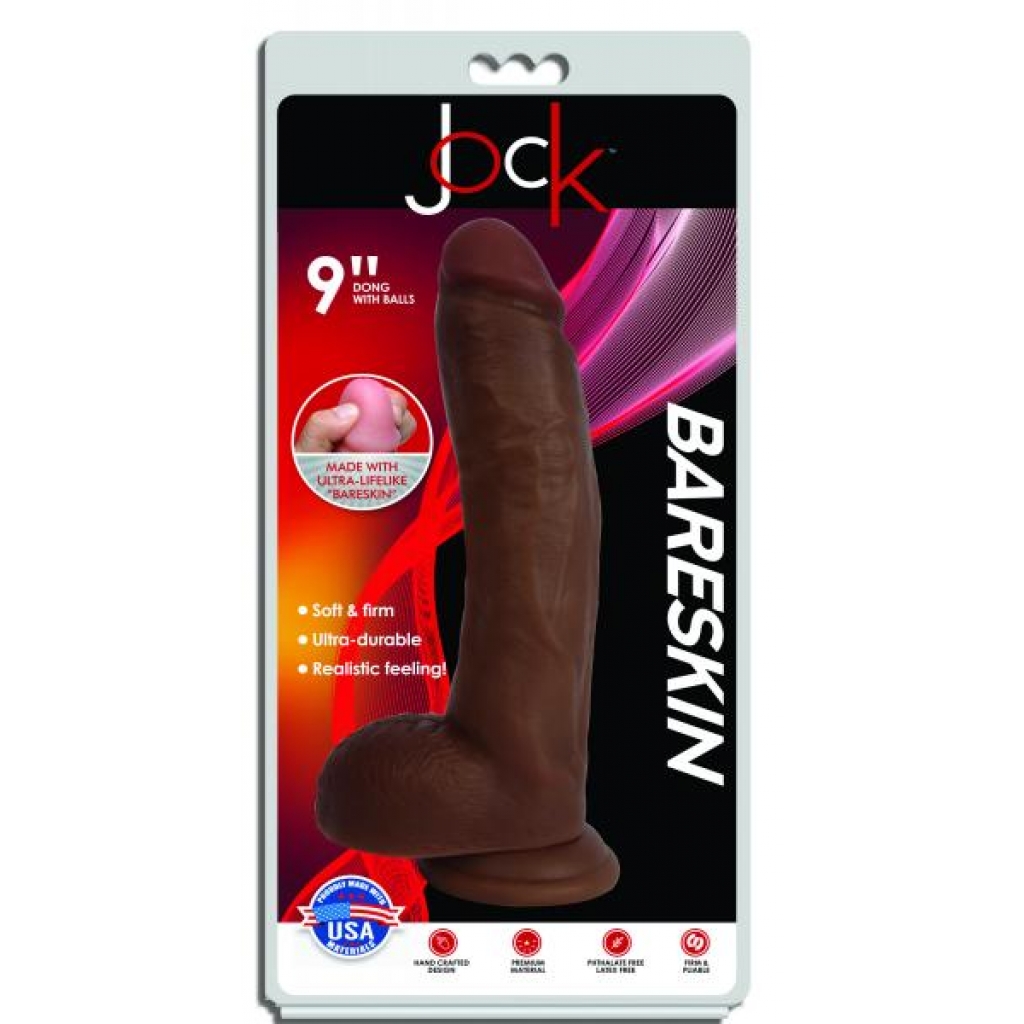 Jock Dark Bareskin Dildo with Balls - 9 Inch