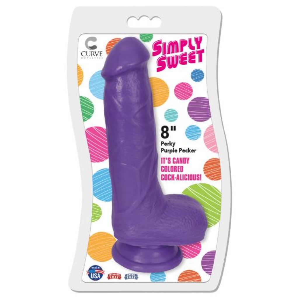 Realistic 8-Inch Dildo with Suction Cup - Purple