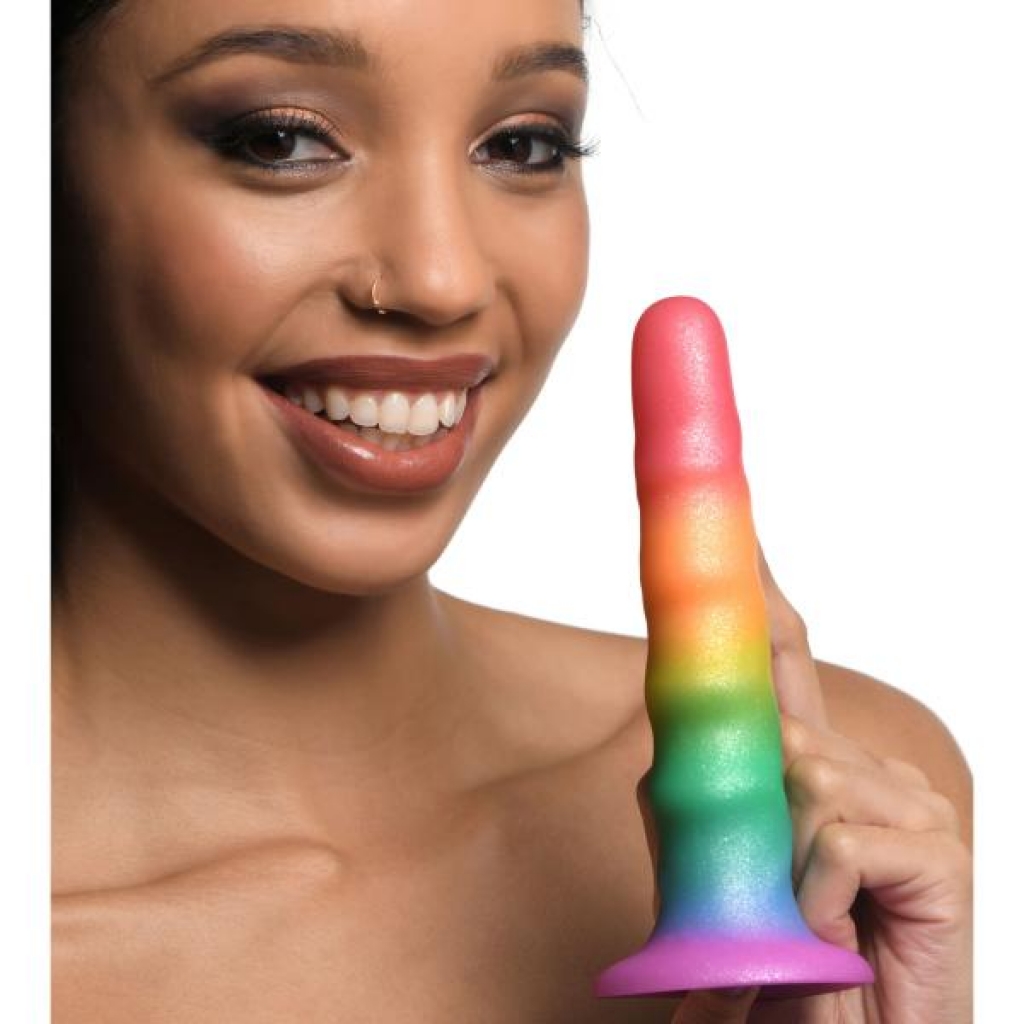 Zigzag Rainbow Silicone Dildo for Vibrant Pleasure