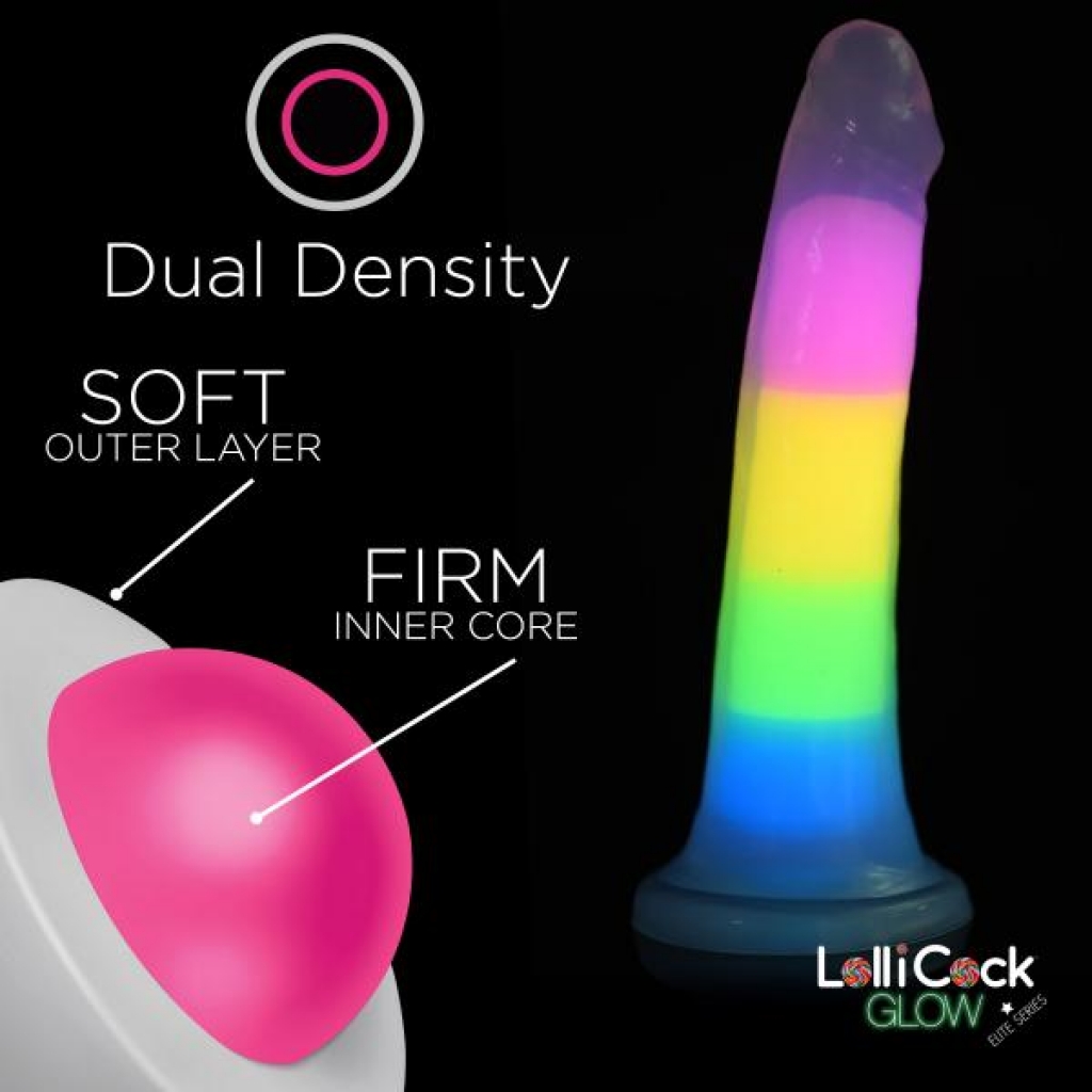 7-Inch Glow-in-the-Dark Rainbow Silicone Dildo