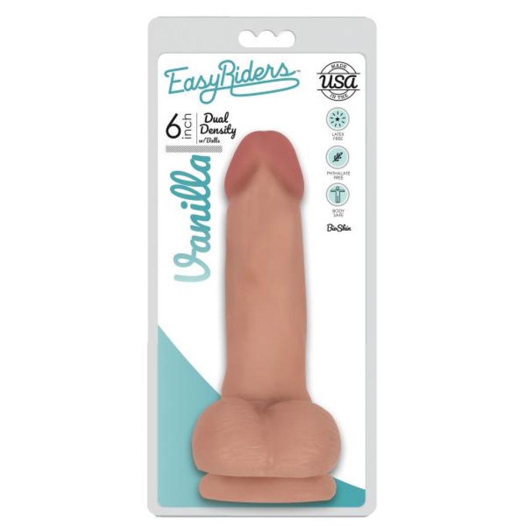 Easy Riders 6 Inch Dual Density Dildo with Balls - Flesh