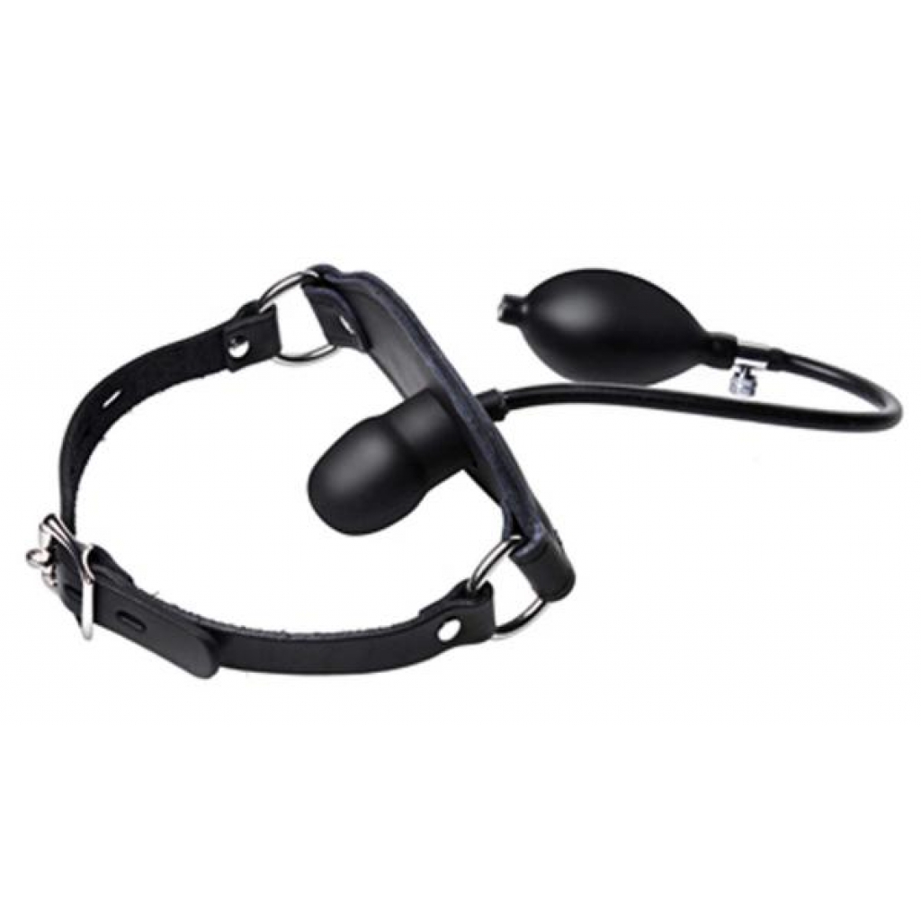 Silencer Inflatable Locking Silicone Penis Gag - Black