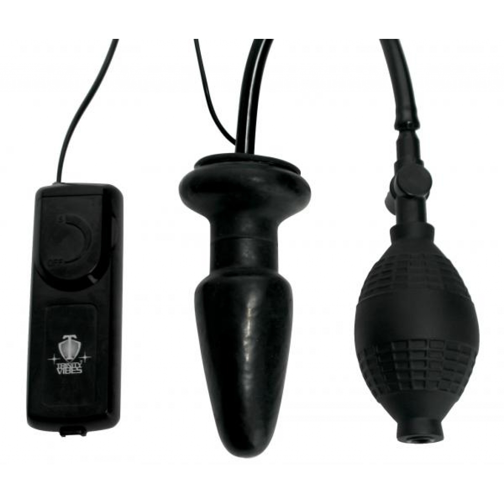 Deluxe Wonder Plug Inflatable Vibrating Anal Toy - Black