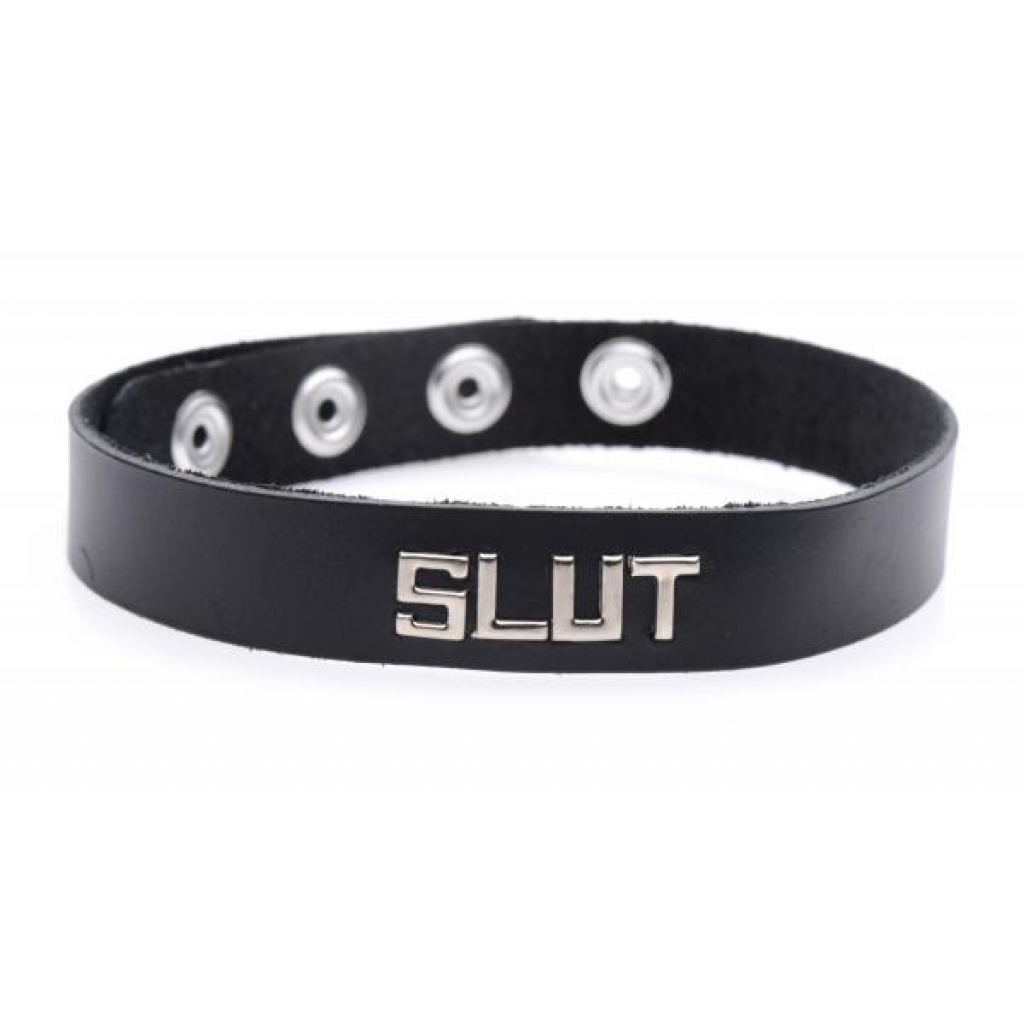 Leather ID Collar - Slut Design