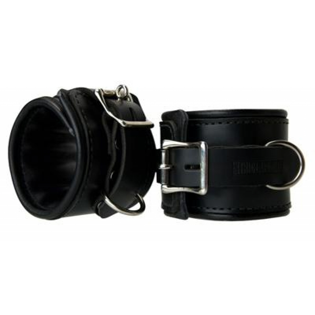 Leather Padded Premium Locking Ankle Restraints - Black