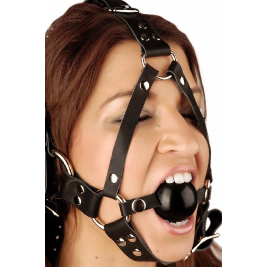 Leather Ball Gag Harness - Ultimate Restraint