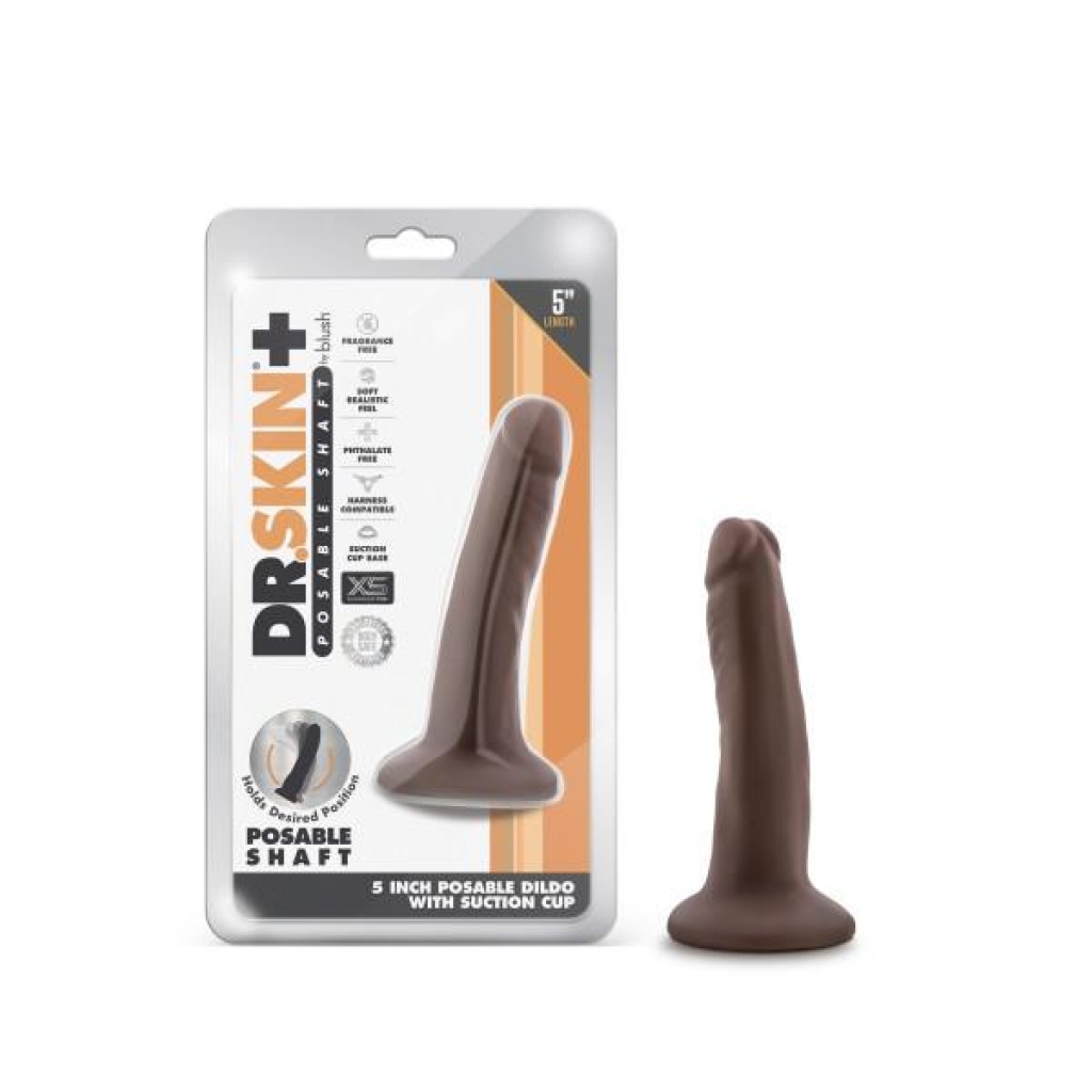 Dr. Skin Plus 5in Poseable Dildo - Chocolate