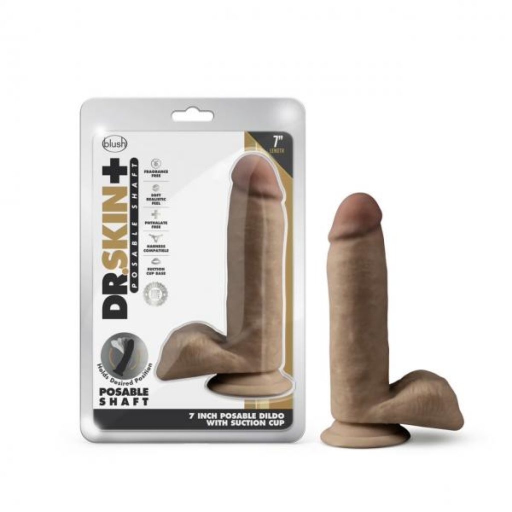 Dr. Skin Plus 7-Inch Poseable Girthy Dildo - Mocha