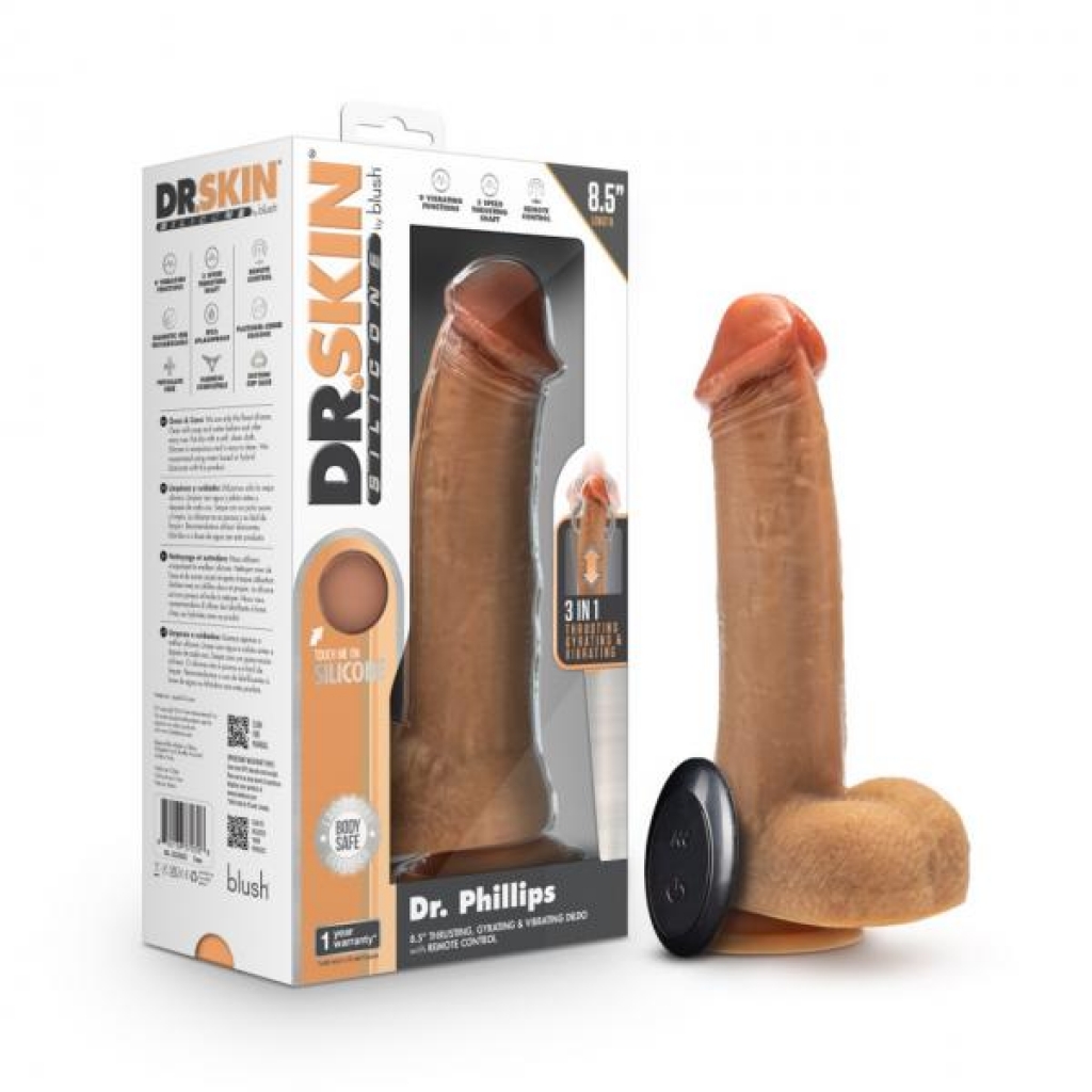 Dr Skin Silicone Dr Phillips 8.5in Thrusting Dildo - Tan