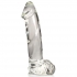 Pleasure Crystals 7.1 Inch Glass Dildo W/ Balls