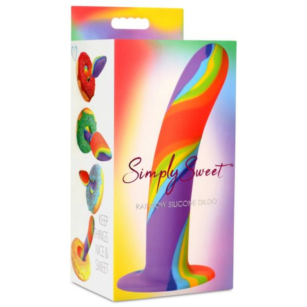 Simply Sweet Rainbow Silicone Dildo: Delightful Pleasure