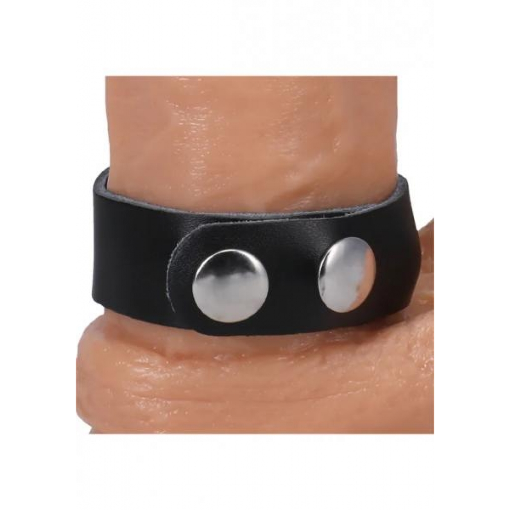 Rock Solid Leather 3 Snap Cock Ring - Black