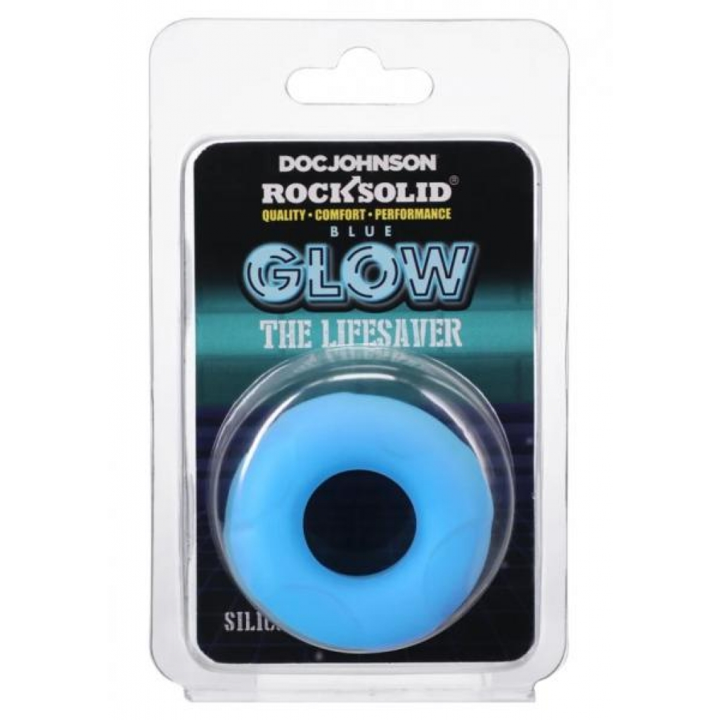 Rock Solid Lifesaver Cock Ring - Blue Glow