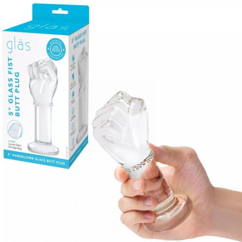 5 in. Glass Fist Butt Plug - Clear