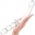 Glas 12in Girthy Ribbed G-Spot Glass Dildo with Handle Grip