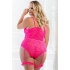 2pc Sheer Lace Teddy W/ Snap Crotch Glossy Pink Q/s - G World Intimates