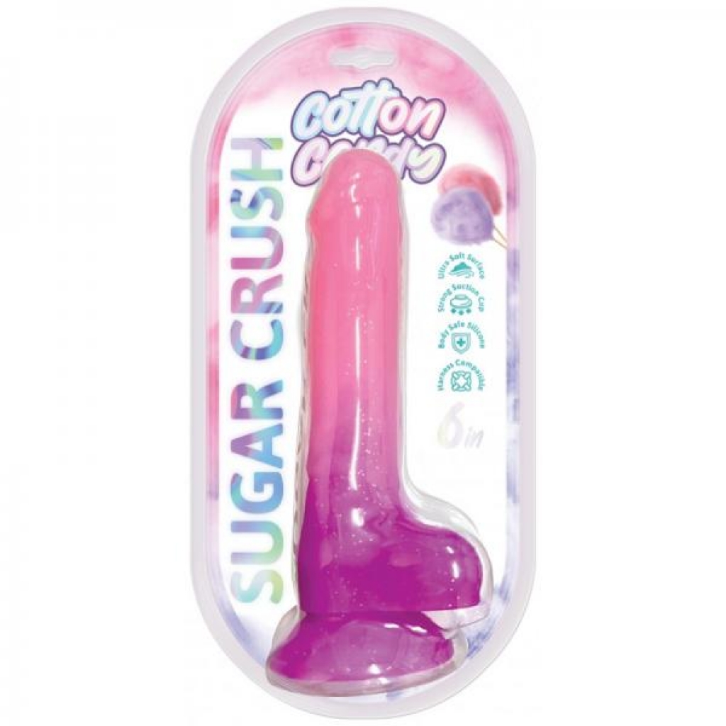 Cotton Candy Sugar Crush Silicone Dildo - 6in Pink/Purple