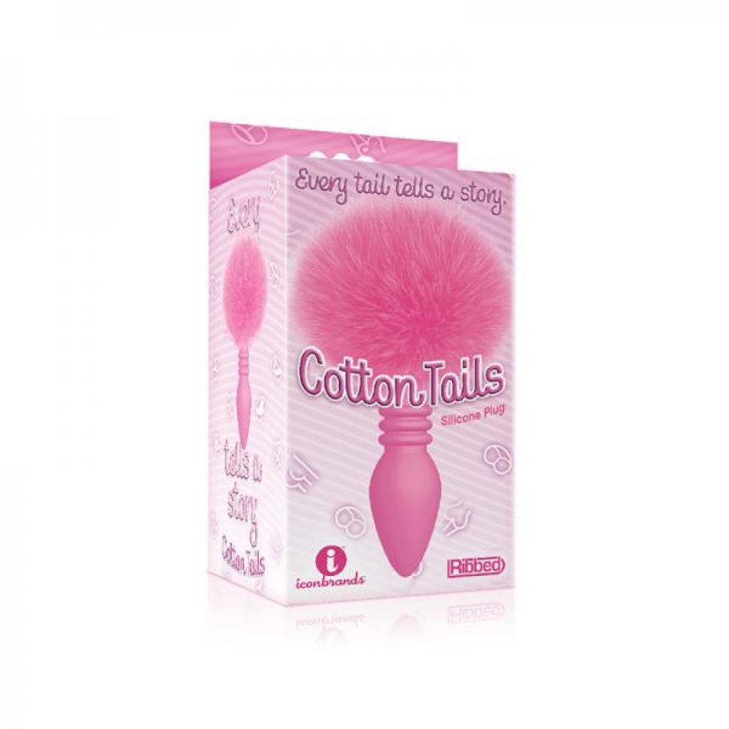 The 9's Cottontails Bunny Tail Butt Plug - Ribbed Pink