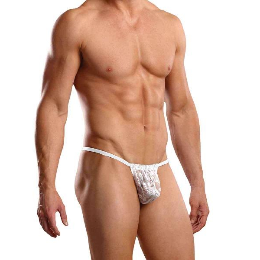 Male Power Posing Strap Stretch Lace - White O/S